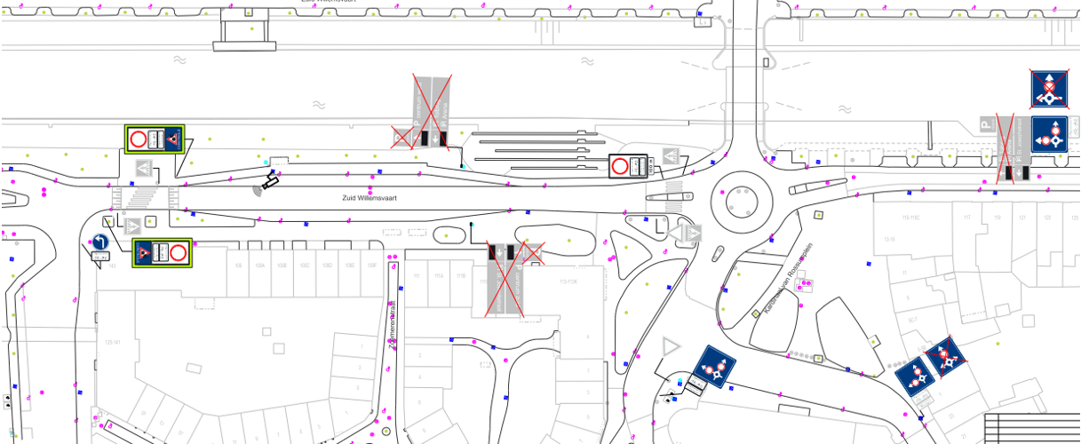 Afbeelding van voorlopige technische tekening van de realisatie van de knip kanaalboulevard.